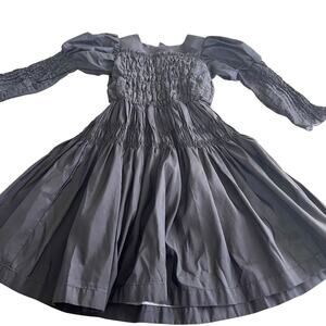 THE MIDDLE DAUGHTER LONDON Black Taffeta Smocked Maxi Dress size 2